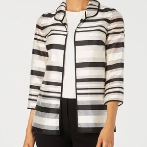 Kasper Black and Cream Striped Blazer